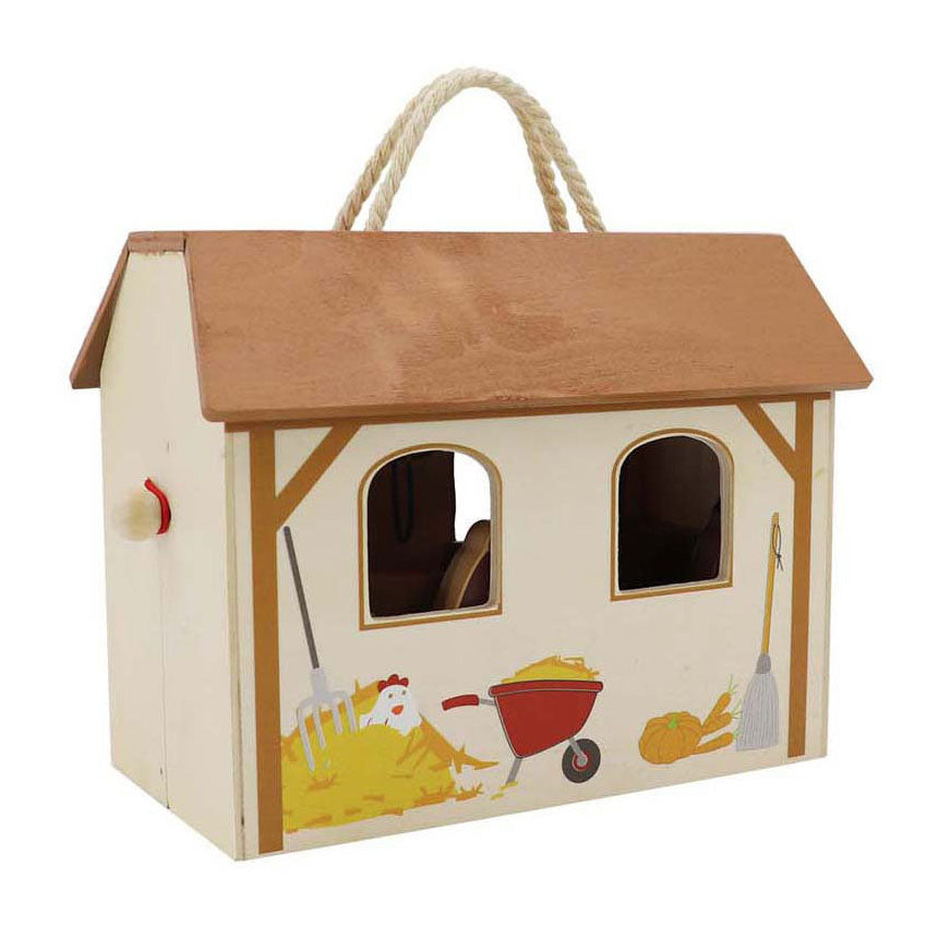 Ensemble de jeu portable pour écurie en bois, 13 pièces.