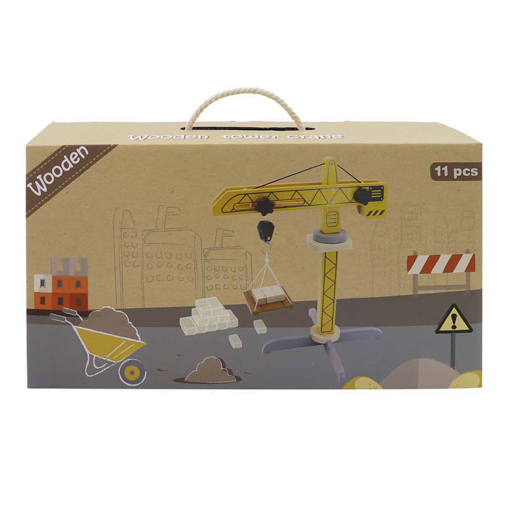 Grue à tour en bois, 11 pièces.
