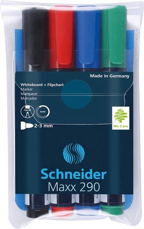 Instruments d'écriture Schneider marqueurs pour tableau blanc Schneider - maxx 290 - pointe ronde - 4 pièces - pour tableau blanc et tableau à feuilles mobiles - s-129094