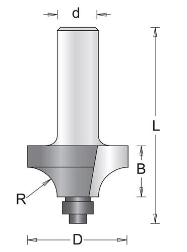 Accessoires Hikoki Fraise quart de rond Hikoki tige 22,2 mm = 8 mm + roulement