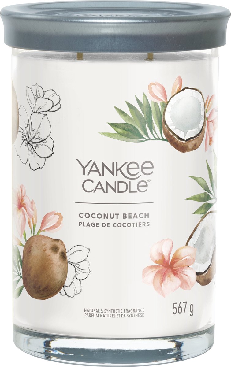 Bougie Yankee - grande bougie parfumée Coconut Beach - 100 heures de combustion - deux mèches