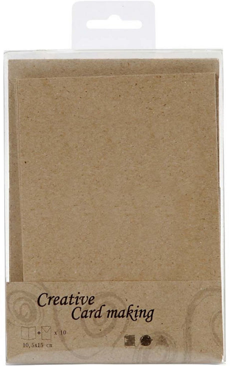 Cartes et enveloppes d'entreprise Creativ, format carte 10,5x15 cm, format enveloppe 11,5x16,5 cm, naturel, 10 jeux 1 boîte