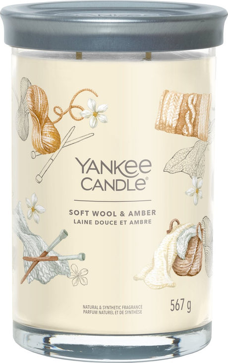 Bougie Yankee - bougie parfumée en laine douce ambre grand culbuteur - 100 heures de combustion - deux mèches