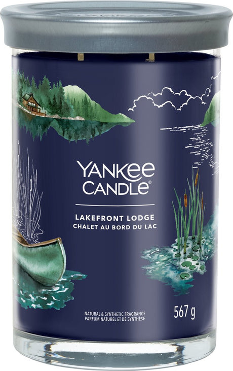 Bougie Yankee - grande bougie parfumée au bord du lac - 100 heures de combustion - deux mèches