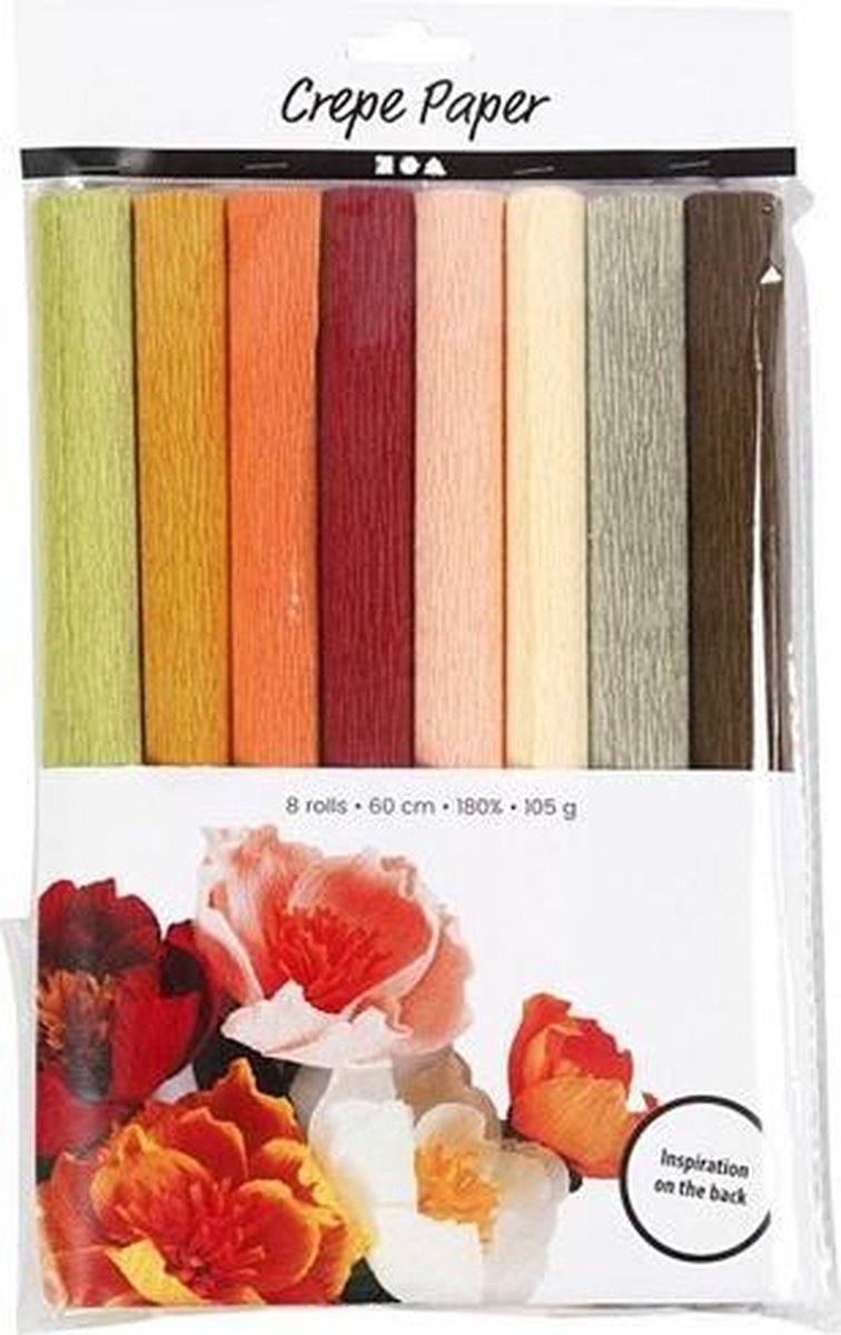 Creativ company papier crépon tons chauds 8 pièces 25x60 cm