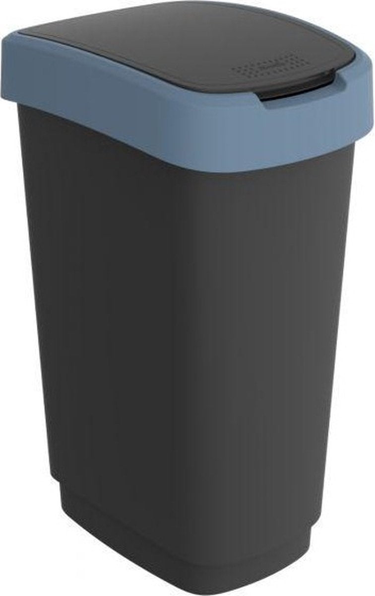 Rotho poubelle twist 50l bleu horizon anthracite