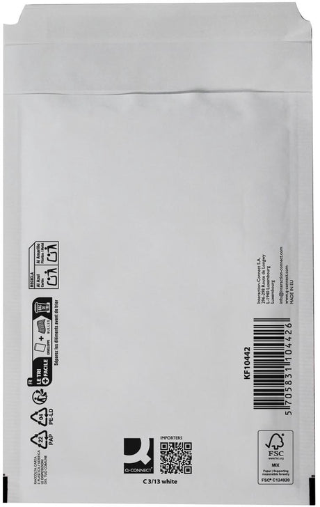 Enveloppes à bulles Q-connect, blanches, 3-c, 170 x 225 mm, boîte de 100 pièces