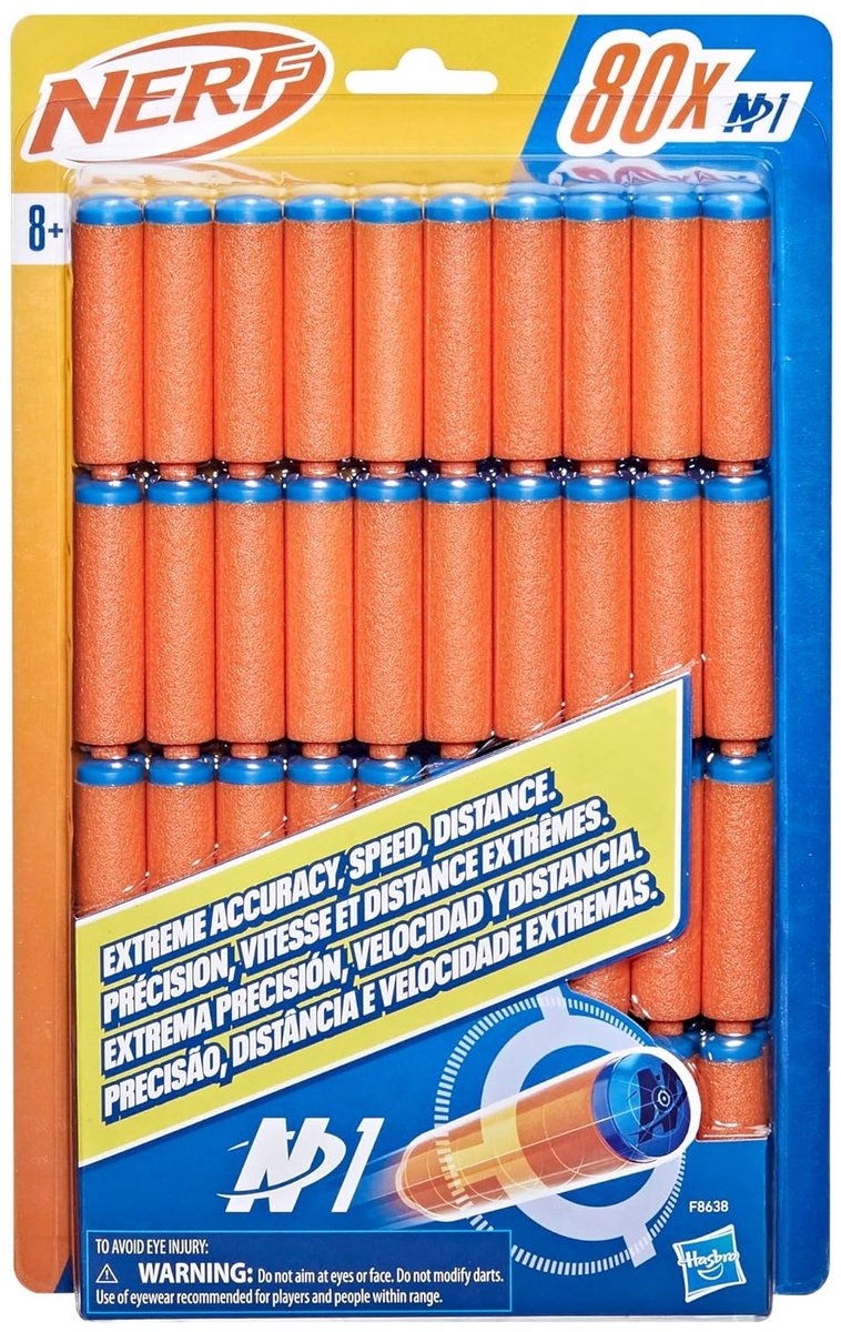 Fléchettes Nerf n series n1, 80 fléchettes, uniquement à utiliser avec les blasters de la série n, jeux de plein air