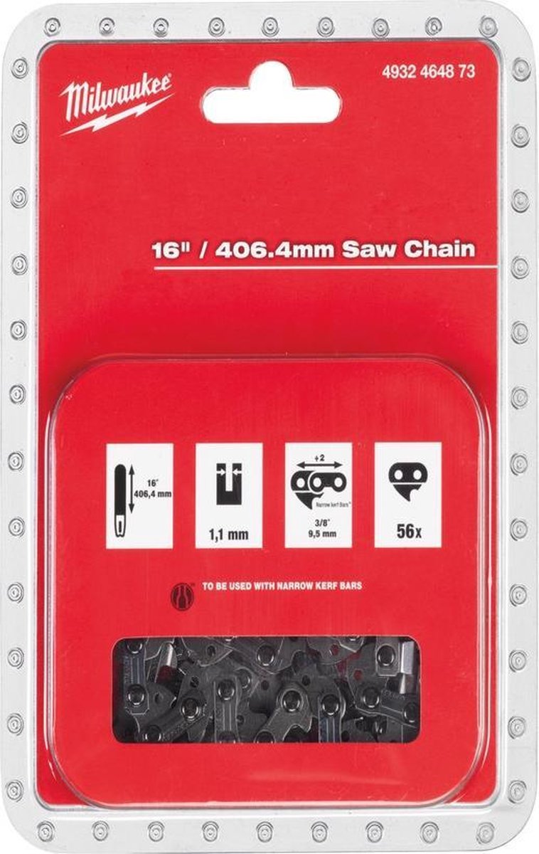Chaîne de tronçonneuse Milwaukee 40 cm 3 8 x 406,4 x 1,1 - 4932464873