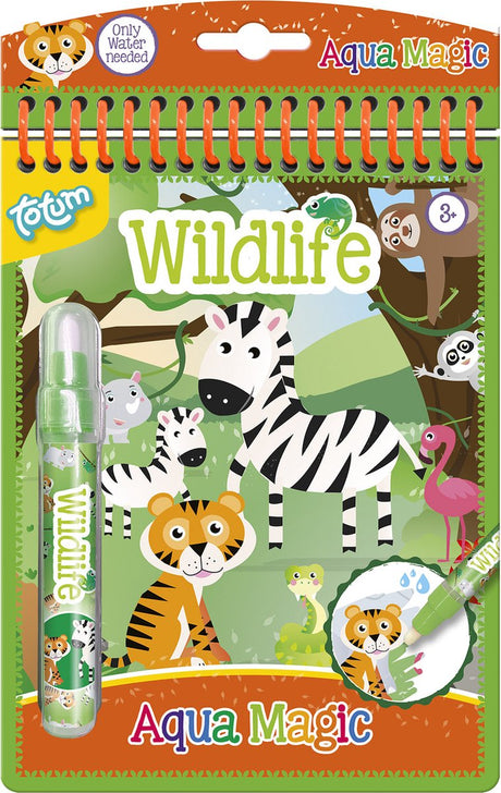 Totum junior livre de coloriage magique à l'eau animaux sauvages - livre de dessin réutilisable aqua magic 16 x 21 cm jouets éducatifs pour tout-petits junior