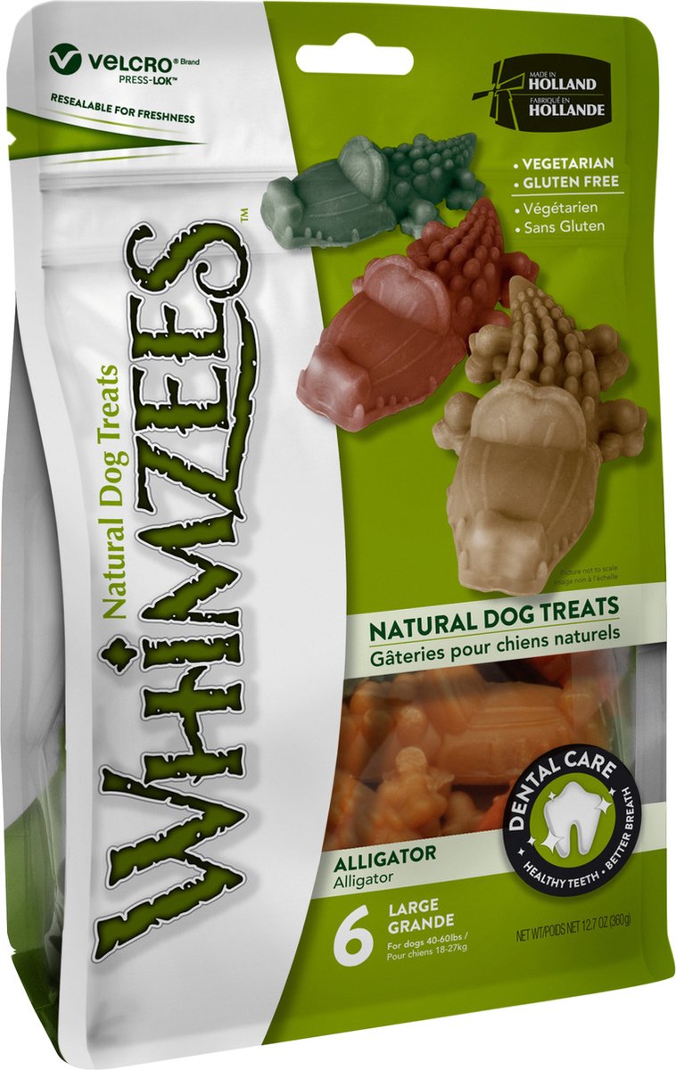 Whimzees crocodile l - snacks à mâcher - chien - 11,7 cm - 6pcs