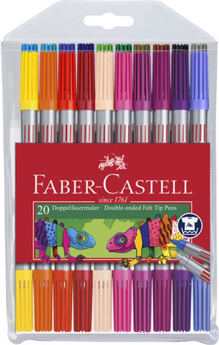 Feutres Faber-castell - à deux pointes - étui en plastique avec 20 couleurs - fc-151119