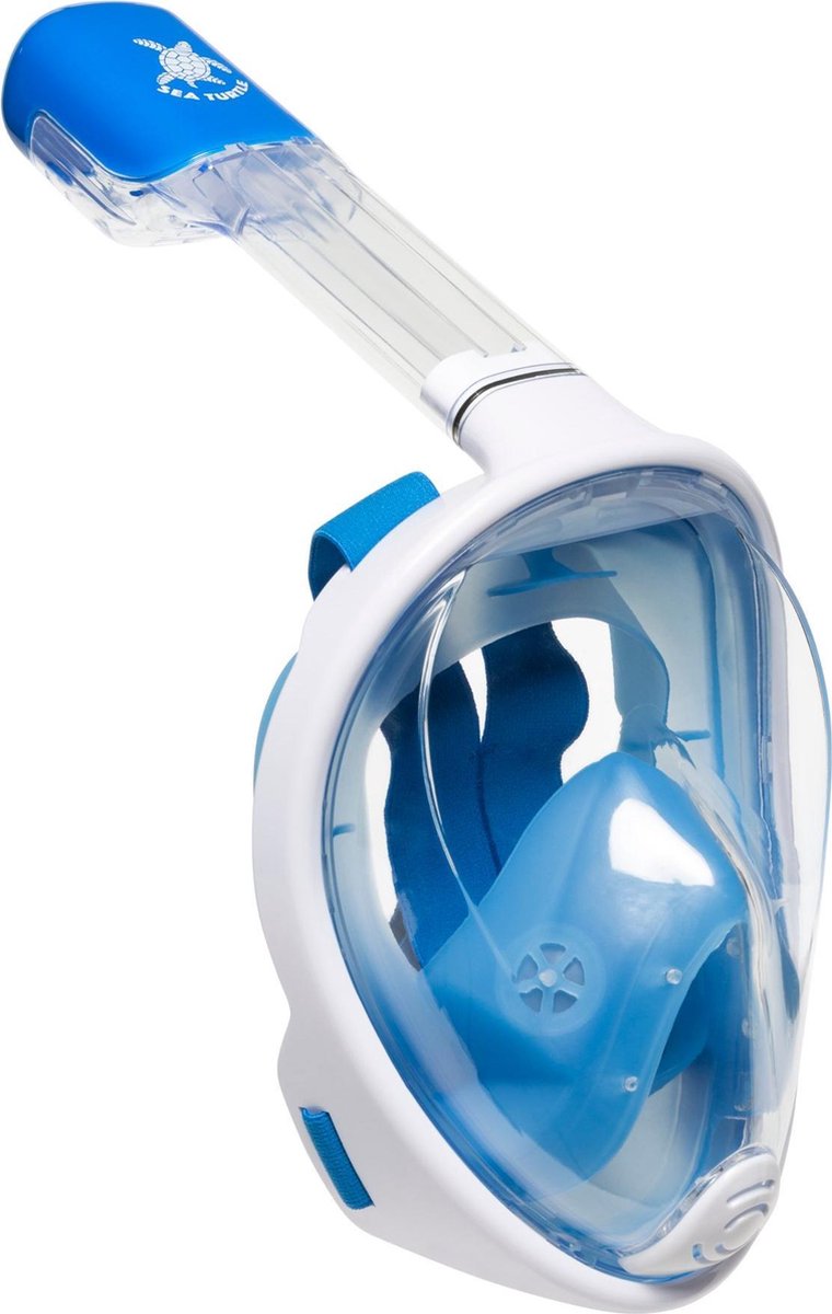 Masque de plongée pour tortue de mer - tuba - lunettes de plongée - ensemble de tuba - masque complet - adultes - blanc bleu - s m