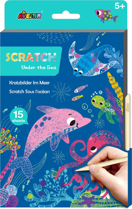 Avenir livre d'art à gratter a5 - vie marine - 15 pages - jeu créatif - 5+