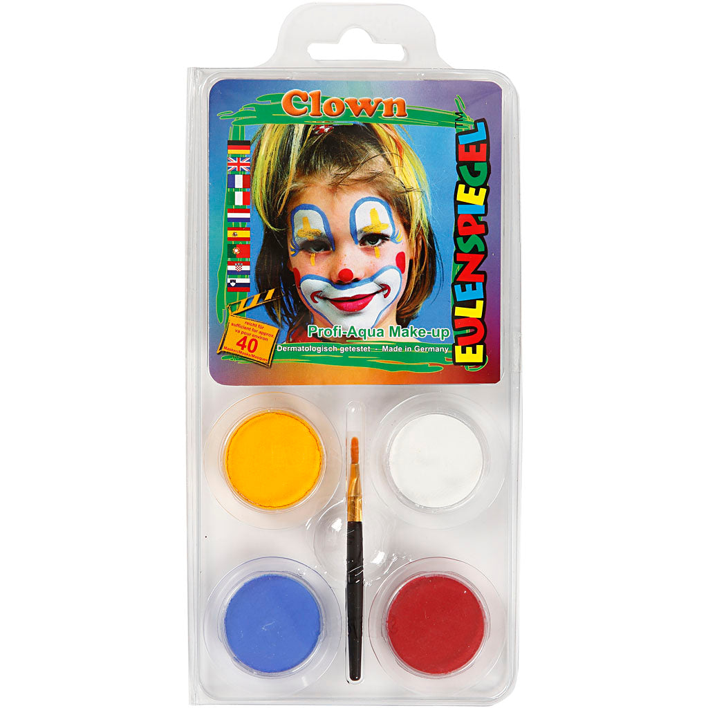 Peinture pour le visage Eulenspiegel - set de motifs, clown, différentes couleurs, 1 set