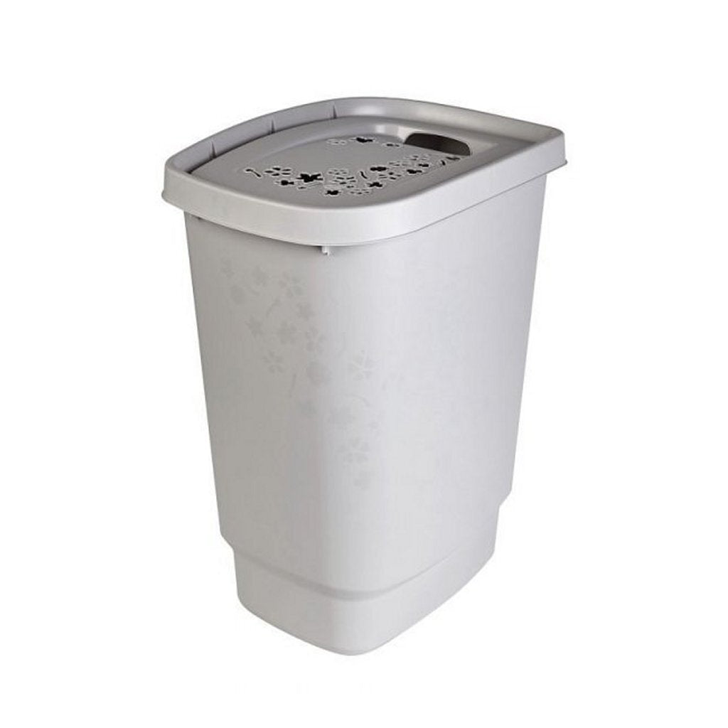 Rotho panier à linge fleurs 55l gris