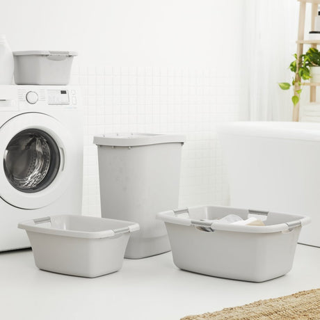 Rotho panier à linge fleurs 12l gris froid