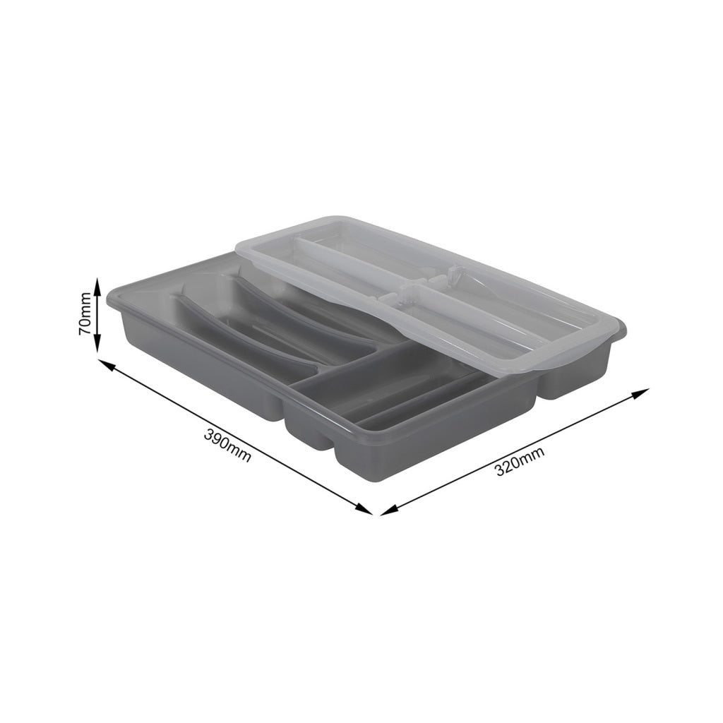 Range-couverts Rotho basic 6 compartiments variable anthracite