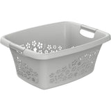 Rotho panier à linge fleurs 25l gris froid