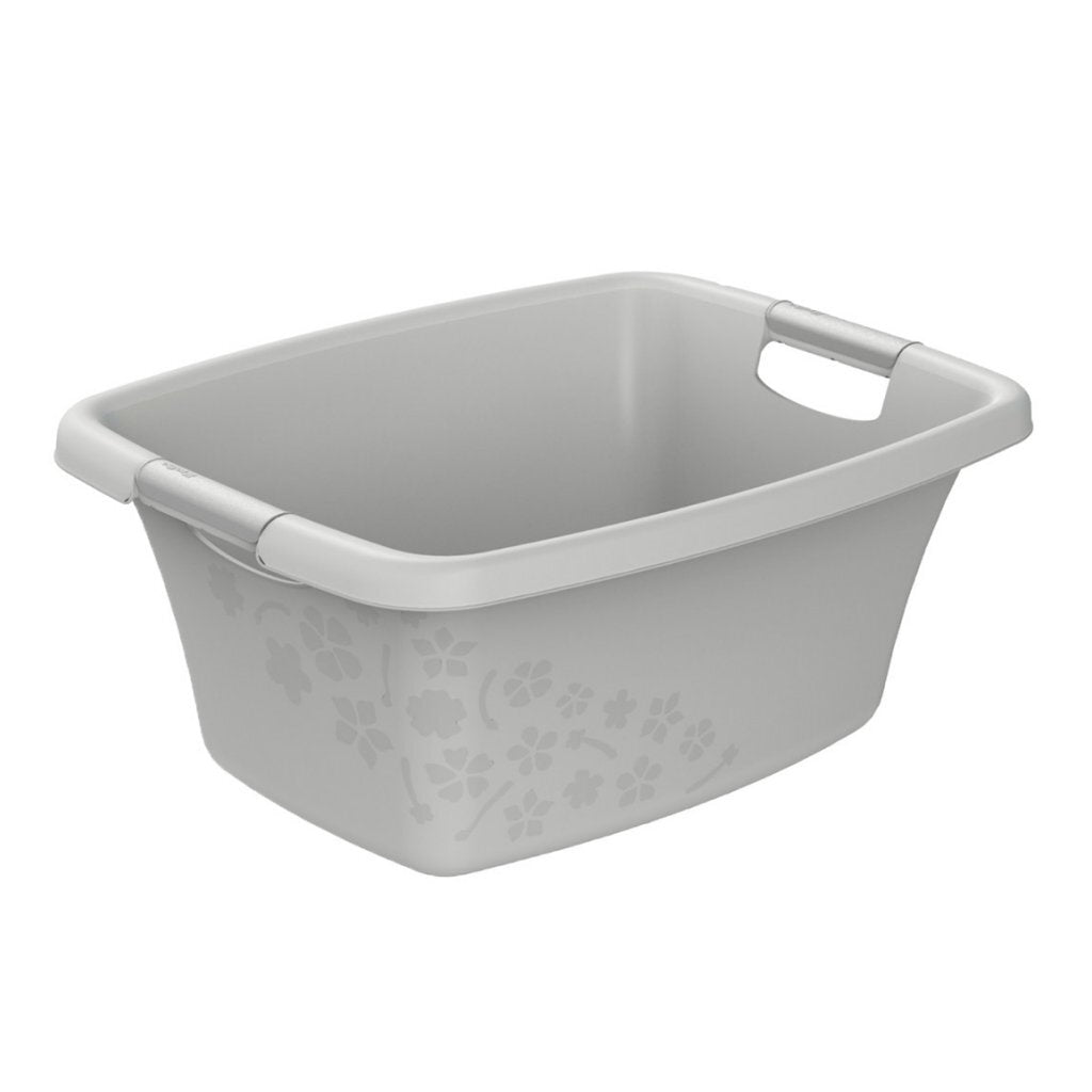 Rotho panier à linge fleurs 25l gris froid