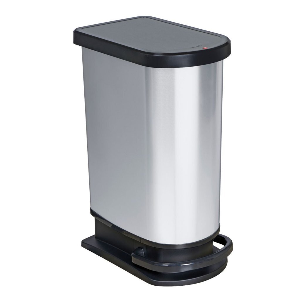 Poubelle à pédale Rotho Paso 50l argent métallisé