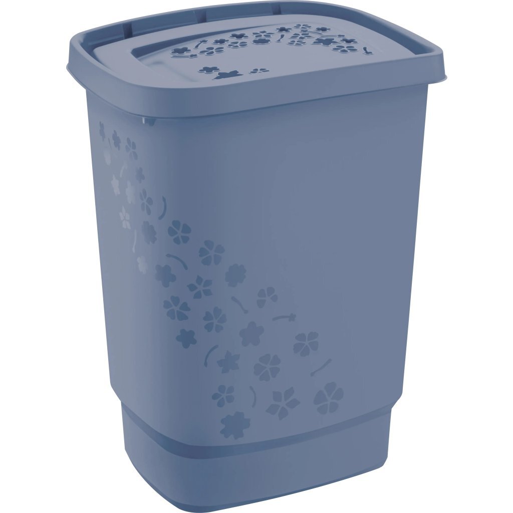 Rotho collecteur de linge fleurs 44,7x34,7x60,5 cm 55l bleu horizon