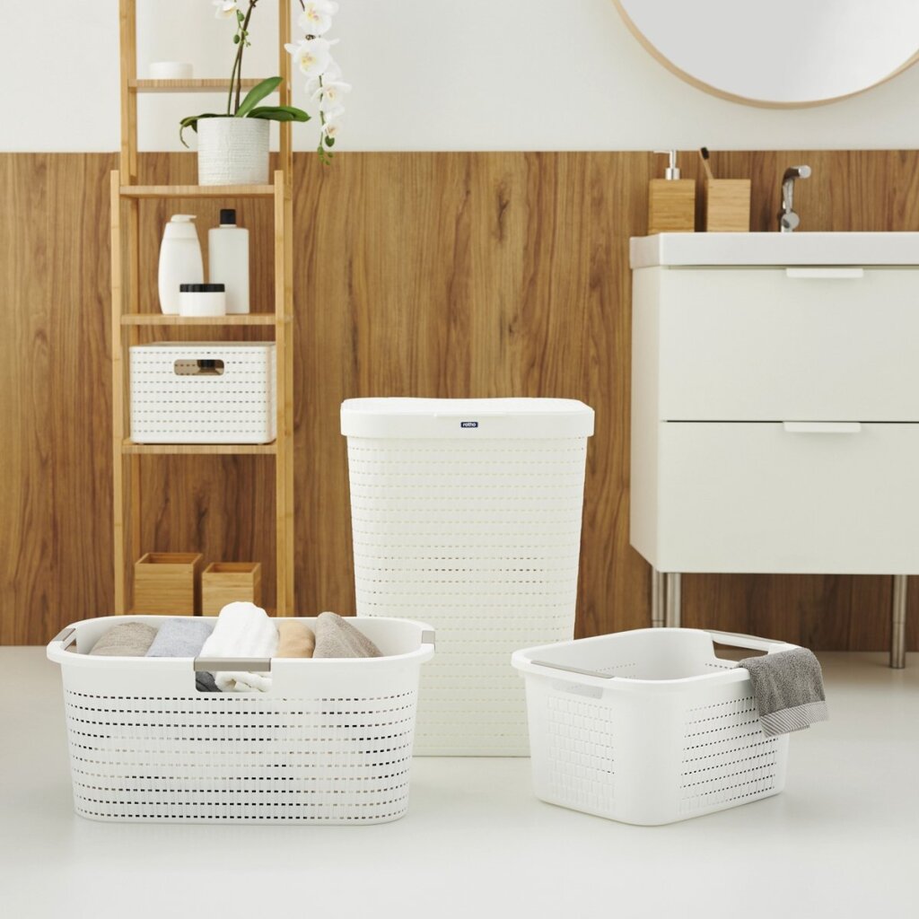 Récupérateur de linge Rotho country 55l blanc