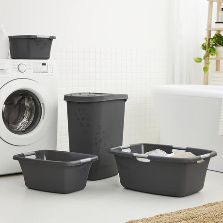 Panier à linge fleurs Rotho 12l anthracite