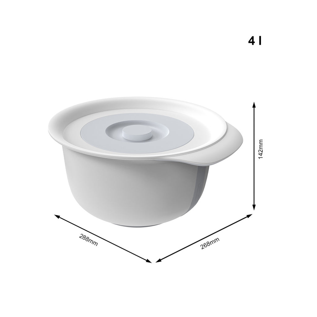 Rotho Bol de montage frais avec couvercle d'éclaboussure 4l gris frais