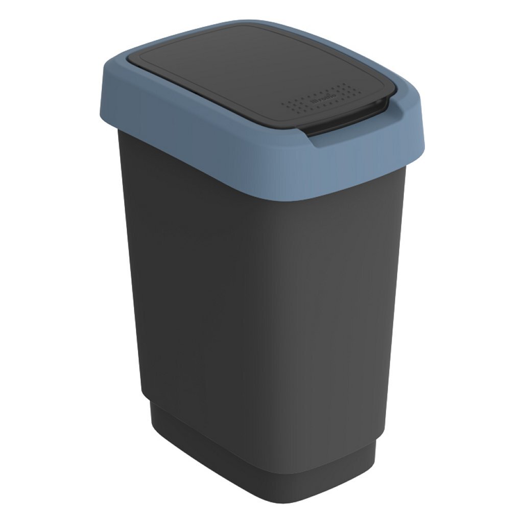 Rotho poubelle twist 10l bleu horizon anthracite
