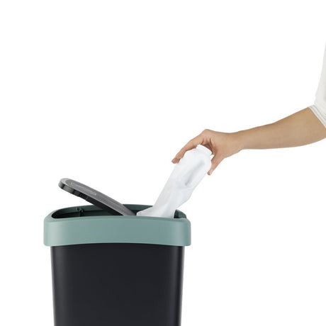 Poubelle Rotho twist 10l vert gui anthracite
