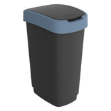 Rotho poubelle twist 50l bleu horizon anthracite