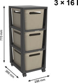 Commode design tour Brisen Rotho 3x16l avec roulettes cappuccino