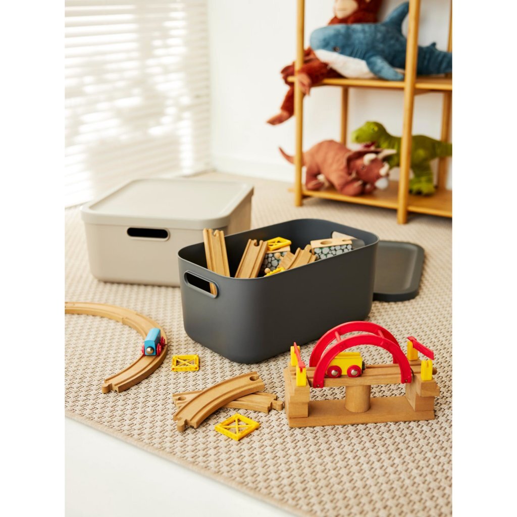 Rotho boîte de rangement décoration albula 20l anthracite