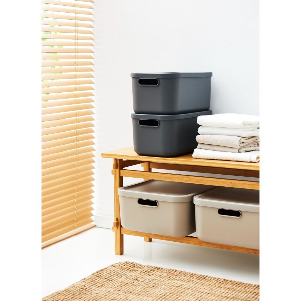 Rotho boîte de rangement décoration albula light 20 l anthracite