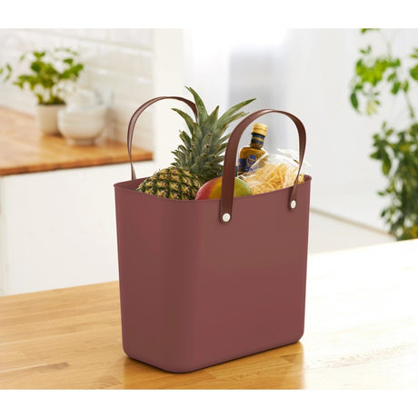 Rotho | durable - multibag durable | albumine 25l | fabriqué à partir de plastique lié à l'océan | rouge bordeaux - marron