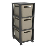 Commode Rotho pina avec 3 tiroirs 77x36,6x29,6 cm cappuccino anthracite