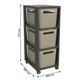 Commode Rotho pina avec 3 tiroirs 77x36,6x29,6 cm cappuccino anthracite