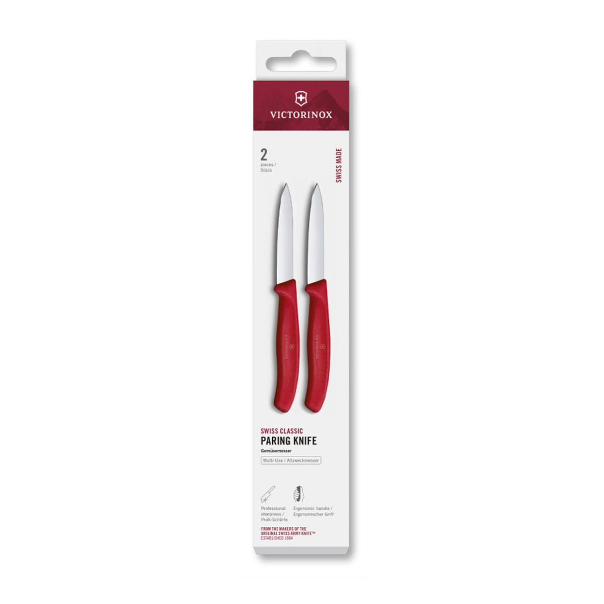 Victorinox couteau à éplucher 2 pcs lisse 8cm rouge