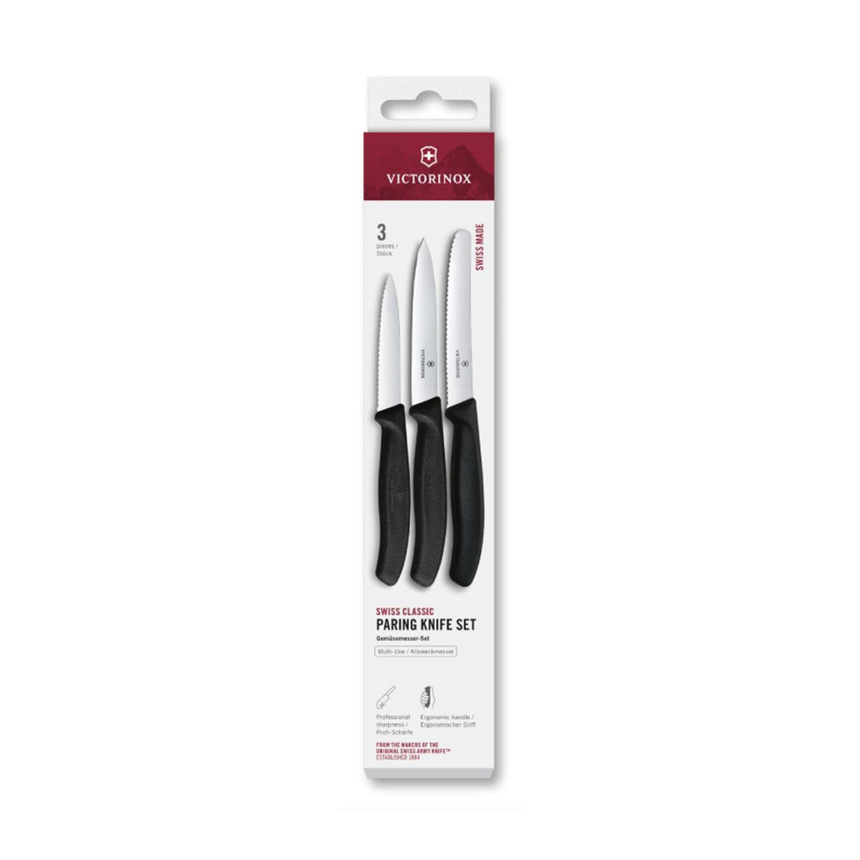 Victorinox set de couteaux d'office 3 pièces noir