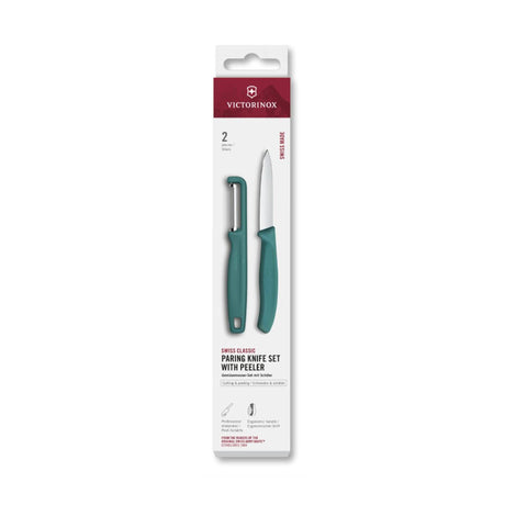 Couteau à éplucher Victorinox + éplucheur vert