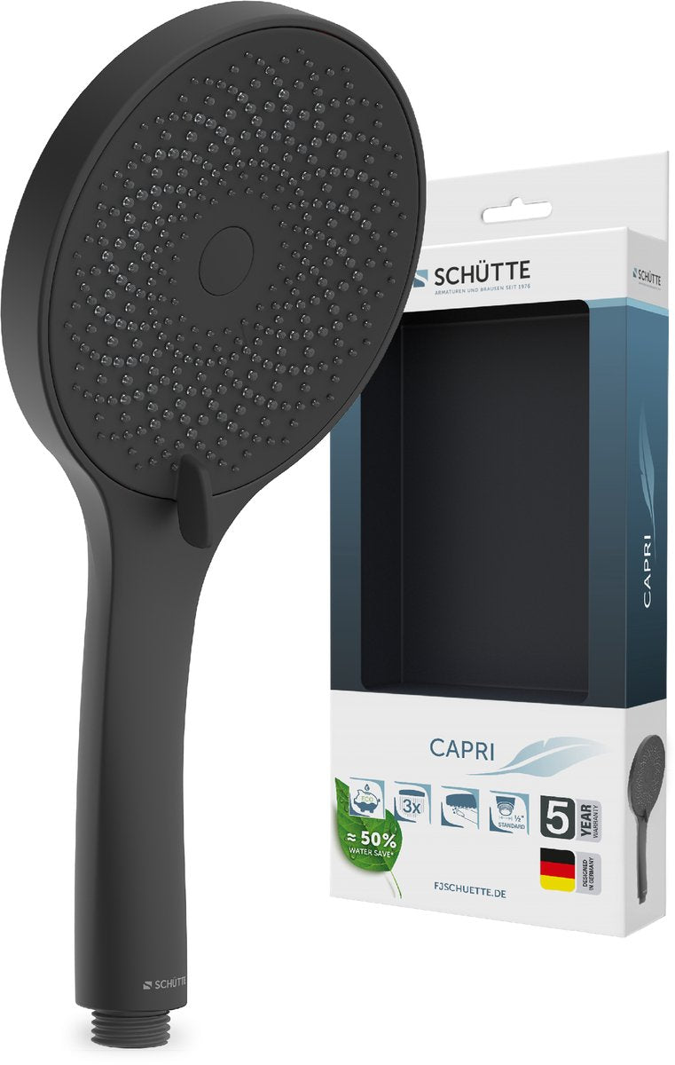Douchette à main Schütte Capri - pomme de douche ronde - noir mat