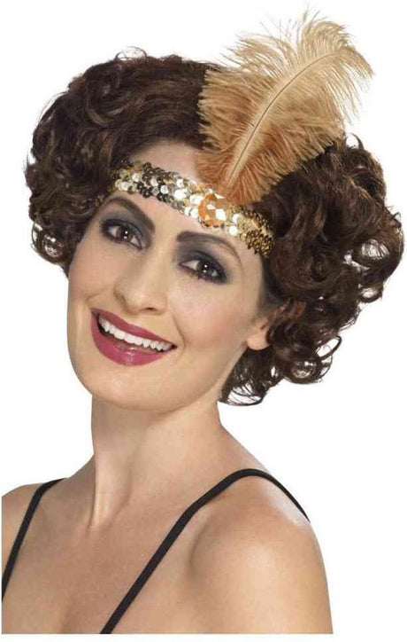 Bandeau Smiffys - Charleston - avec plume - or