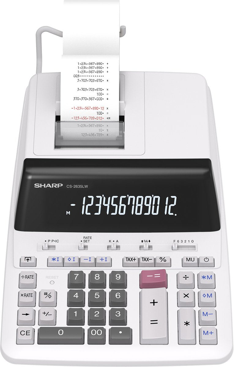 Sharp calculator cs2635lw - gray - with print roll - sh-cs2635lw