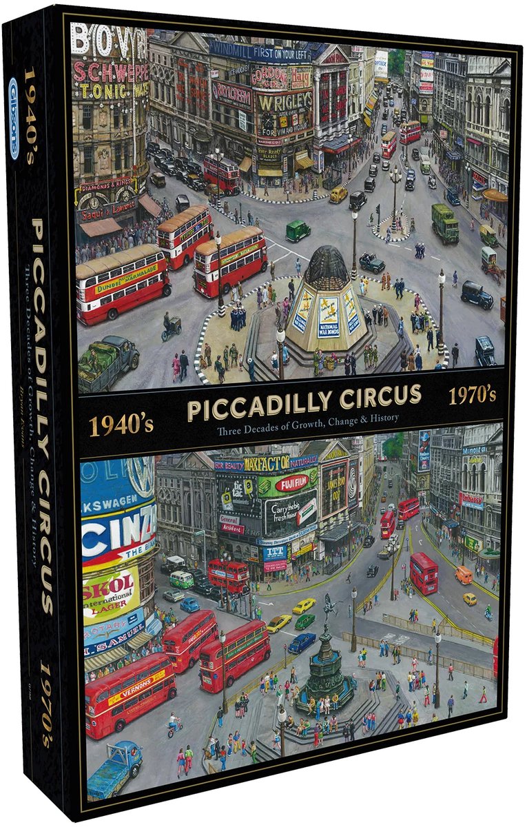 Gibsons - Piccadilly Circus à travers les décennies (par Bryan Evans) - 1000 pièces 49×68cm (l×h) - puzzle pour adultes