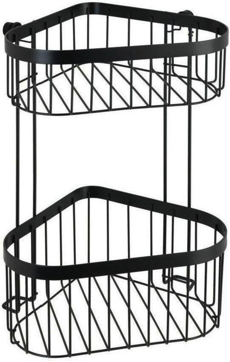 Wenko support de douche coin 2 couches classic plus noir noir mat 24x33cm - panier de douche