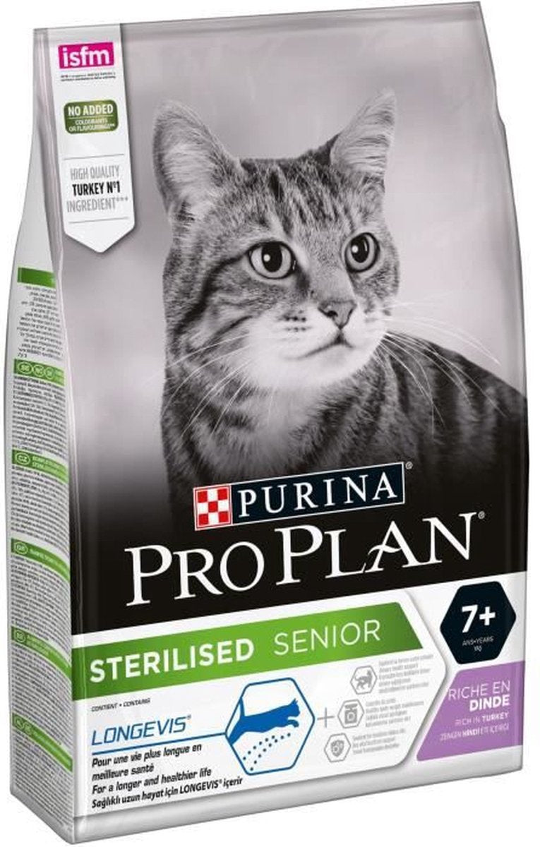 Pro plan - nourriture pour chat senior stérilisé 7+ - riche en dinde - 3 kg