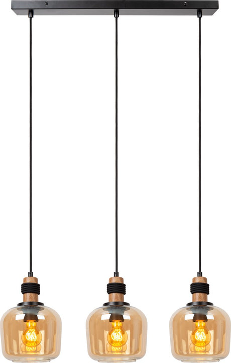 Lucide ilona - lampe suspendue - 3xe27 - ambre