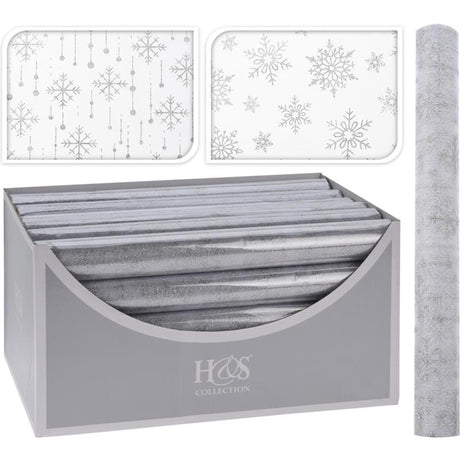 Home styling organza decoratiestof in winter dessin 36x200cm 2 assorti dessins