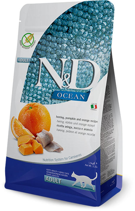 Farmina n d ocean series - nourriture pour chats au hareng - citrouille - orange - adultes